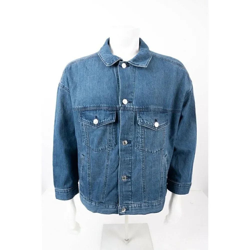 Zara Mens Blue Denim Jean Jacket Cotton Oversized